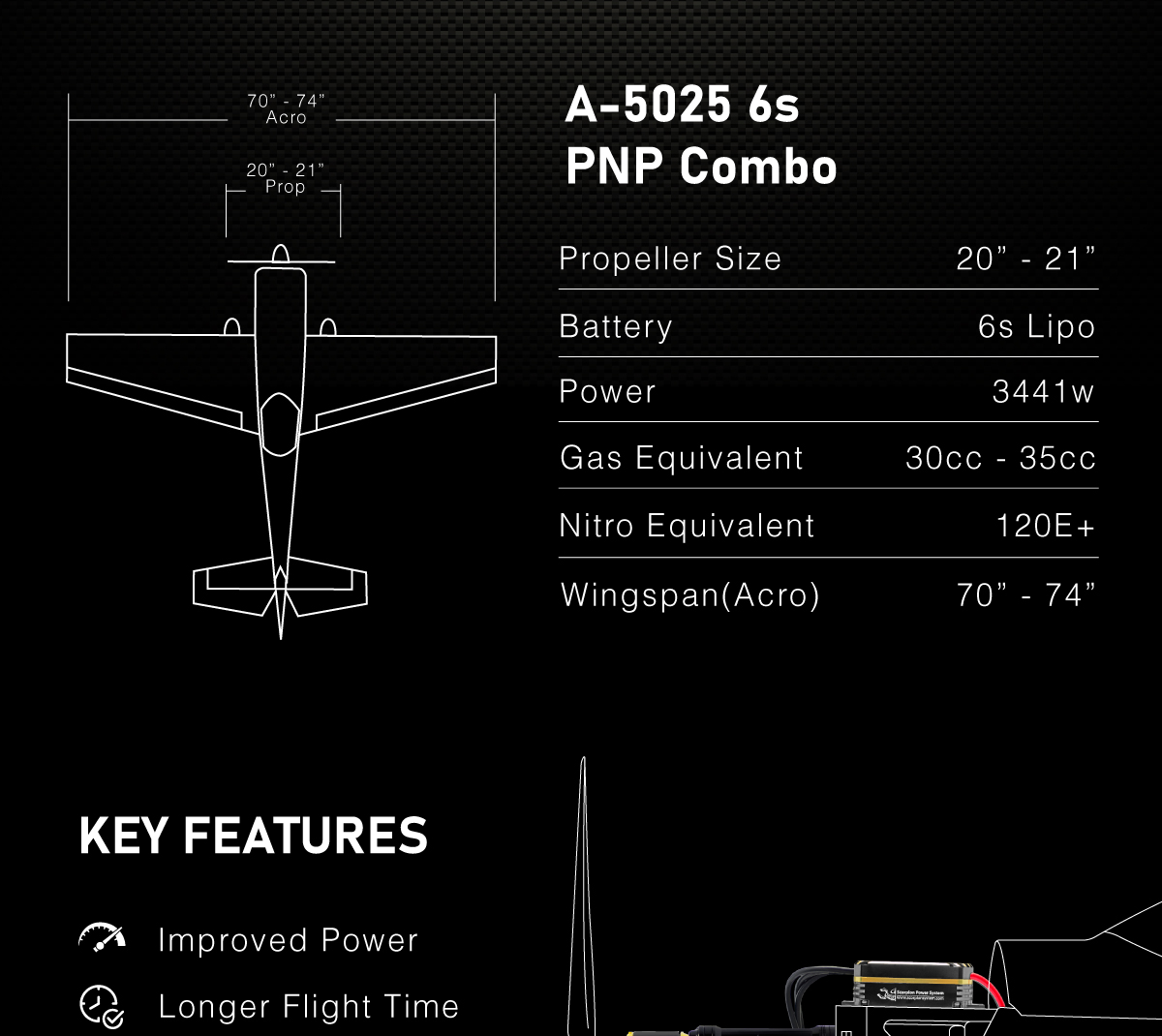 Scorpion A-5025 PNP Combo (6s / 30cc-35cc /3441w) features